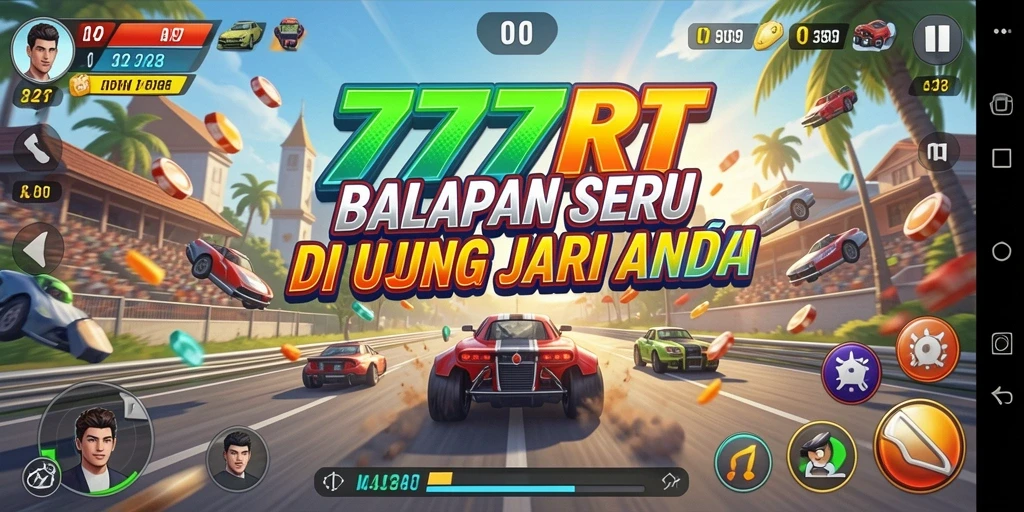 Screenshot 777RT menunjukkan aksi balapan menarik dengan grafis berkualitas tinggi.