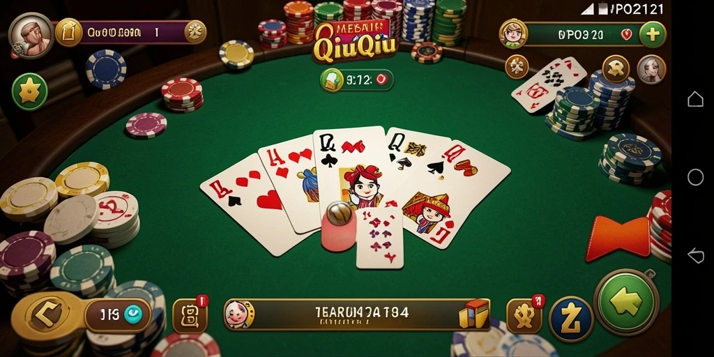 Tampilan gameplay seru dalam MPO2121, menampilkan permainan QiuQiu yang menarik.