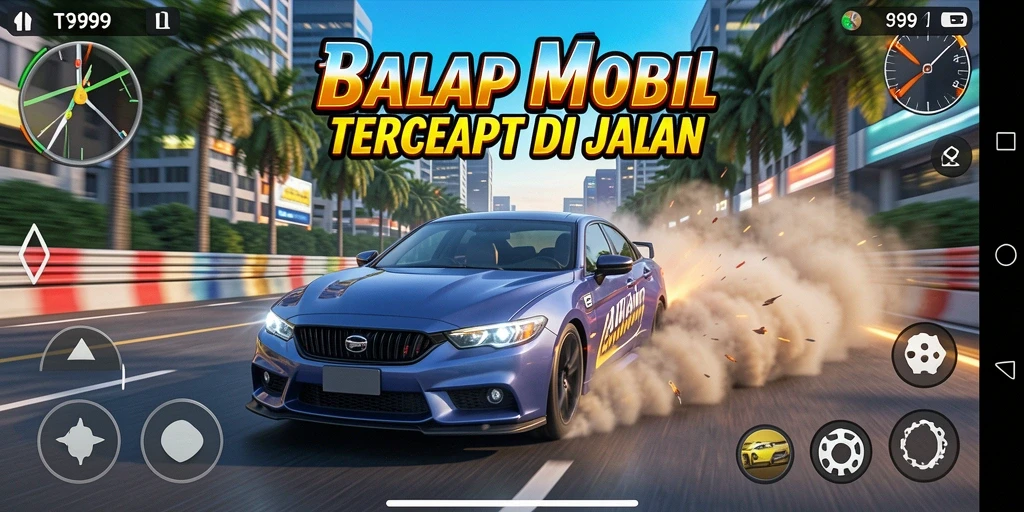 Gameplay T9999 yang seru dan mendebarkan saat balapan.